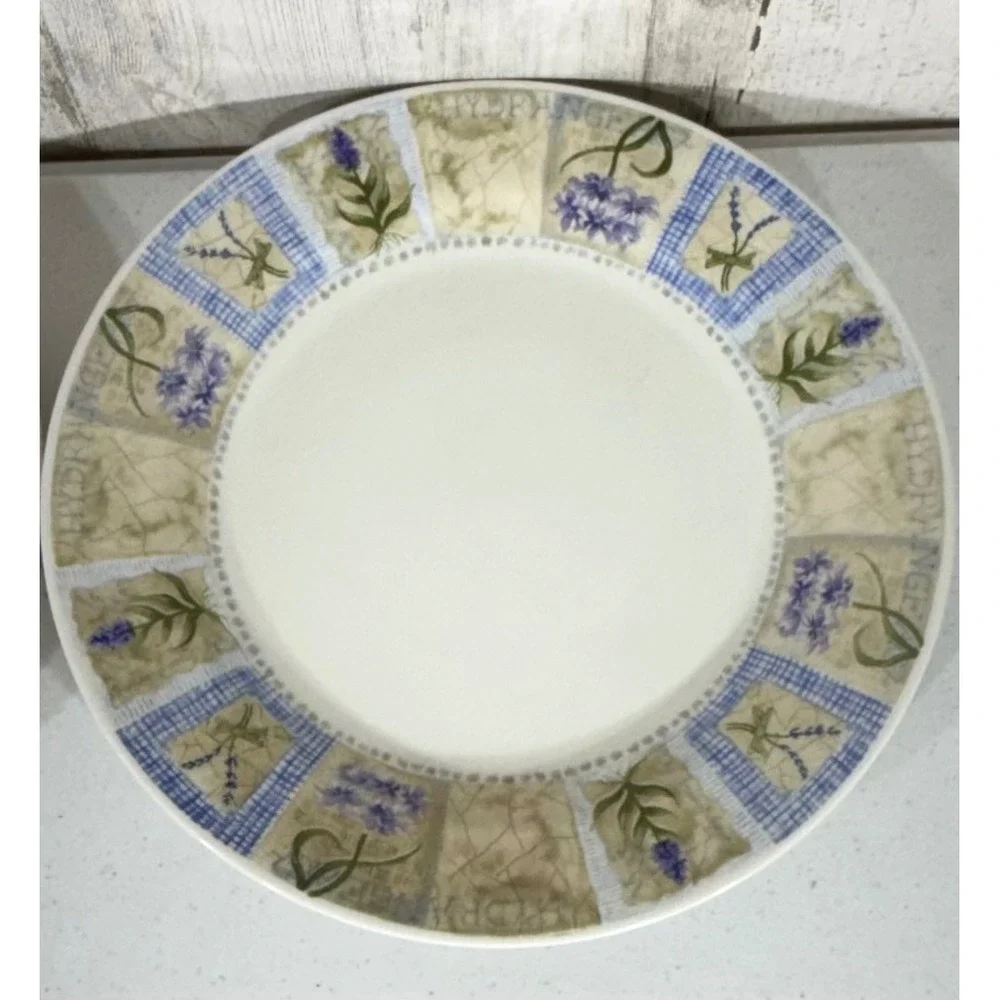 Pier 1 Dinner Plates 10 Inch Blue Green Hydrangea Lavender England Set of 2
